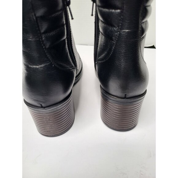 Clarks Combat Leather Ankle Boot Black Size 9 Stacked Heel Comfort Lace-Up - Picture 10 of 12